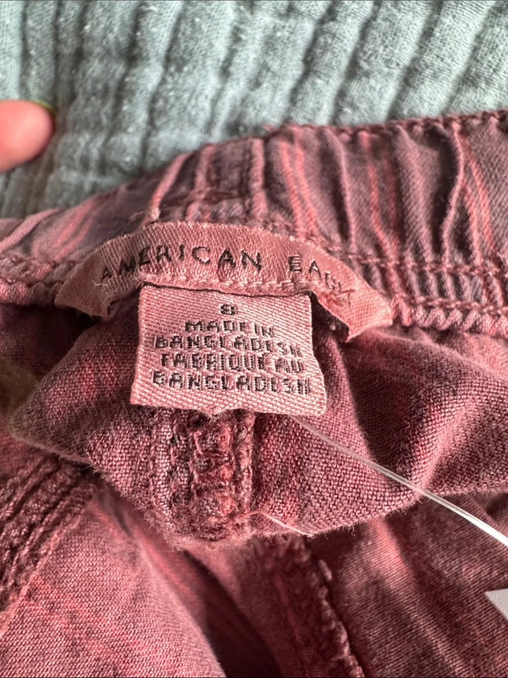 American Eagle Outfitters Women's Maroon Striped Drawstring Shorts - Picture 6 of 6